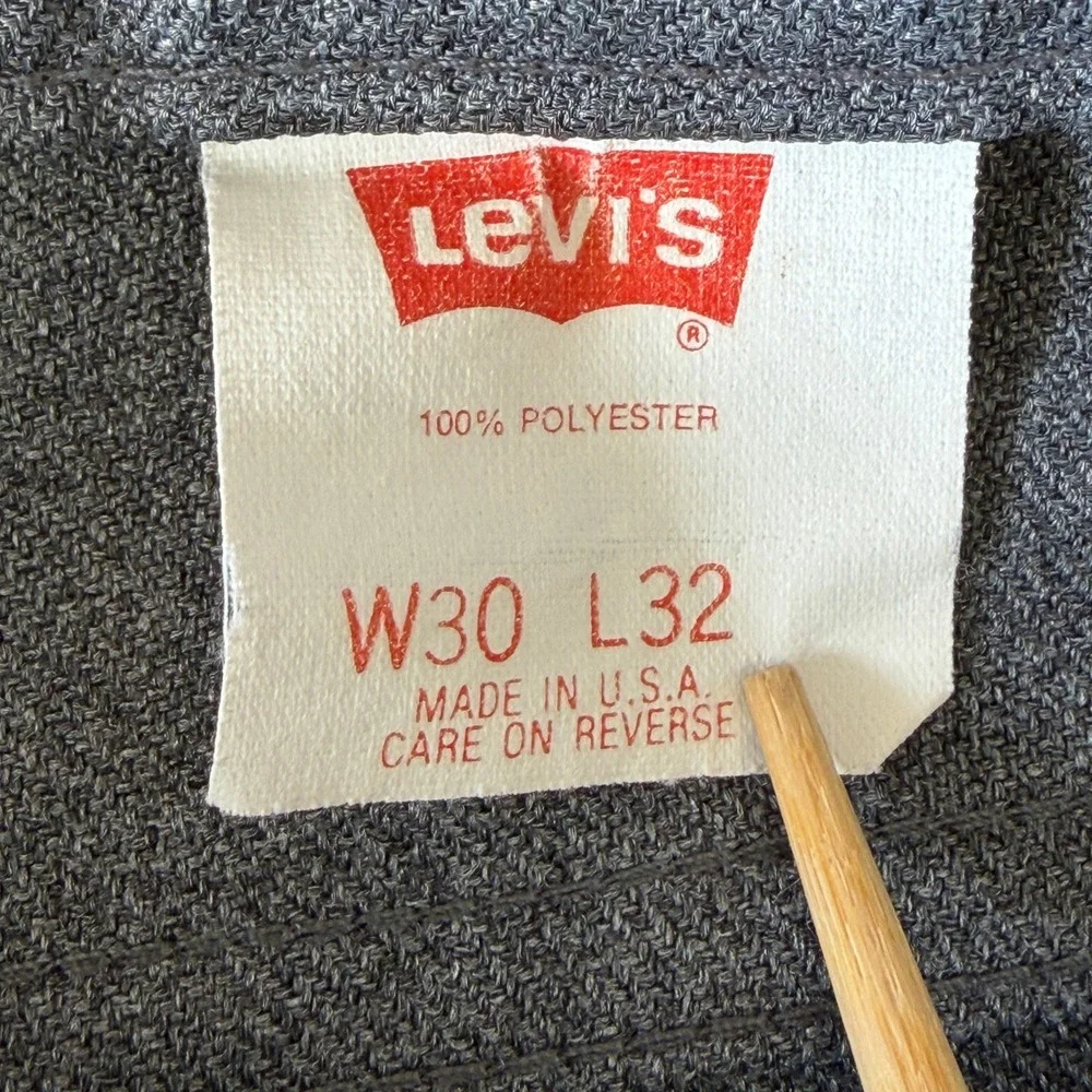Vintage Levis 517 Sta-Prest Action Slacks Gray Polyester Pants 30x32 Made in USA